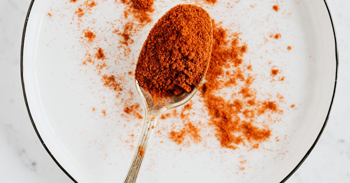 pexels photo 4199062 4199062 Top view of metal spoon with ground paprika in metal round bowl on marble desktop